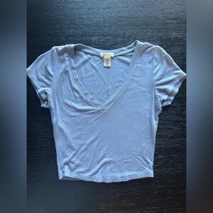 Bozzolo Soft Blue V-Neck Short Sleeve Tee